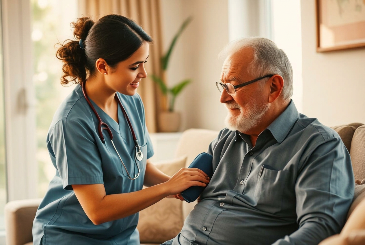 A Zypheal nurse caring for a patient at home